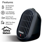 Honeywell HeatBud Mini-Ceramic Heater - Black-Low Wattage Heat Settings