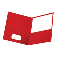 Oxford 2 Pocket Portfolio - Red-Personalize your folder using the die-cut business card holder