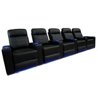 Valencia Piacenza Top Grain Leather Home Theatre Power Recliner, 5-Seats, Black (5-BLK-P)-Wrapped in Premium Top Grain 9000 Leather, extremely supple and ultra durable, for the ultimate experience in luxury