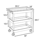 Luxor (EC111-G) 32" x 18" Tub Cart, Three Shelves, Gray-Cart suits warehouses, shops, garages, cafes, or offices