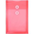 JAM Paper Plastic Envelopes with Button and String Tie - Open End - 6.25" x 9.25" - Red - 12 Pack -Colour: Red 