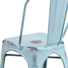 Flash Furniture Commercial Grade Distressed Green-Blue Metal Indoor-Outdoor Stackable Chair-Distressed Dream Blue Powder Coated Frame Finish