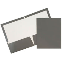 JAM Paper Glossy Two Pocket Presentation Folders, Grey, 12 Pack (31225352ug)-1.2 lbs