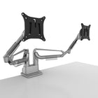 Kanto DMS2000S Gas Shock Dual-Monitor Arm Desktop Mount for 17-inch to 32-inch Displays, Silver-Dual articulating gas-shock arms allow for easy positioning of your monitors