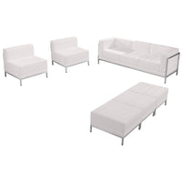 Flash Furniture HERCULES Imagination Series Melrose LeatherSoft Sofa, Chair & Ottoman Set - White-Contemporary Reception Set