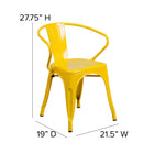 Flash Furniture Yellow Metal Indoor-Outdoor Chair with Arms-Galvanized Steel Construction