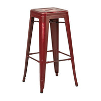 OSP Designs 30" Metal Barstool, Antique Red, 4 Pack-30" Antique metal barstool
