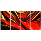 Designart Red Lava Ribbons 4-Panel Abstract Canvas Art Print, (PT3031-271)-Print