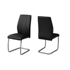 Monarch Specialties 1076 Dining Chair - Black Leather-Look/Chrome - 2 Pack-Parson
