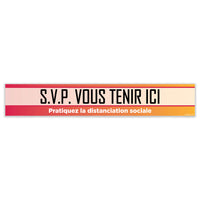 Eddie's "Veuillez vous tenir ici" Rung Anti-Slip Floor Decal - Multicolour - 2" x 12" - French-Social Distancing / Covid-19 Decal