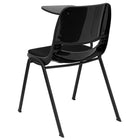 Flash Furniture Black Padded Ergonomic Shell Chair with Right Handed Flip-Up Tablet Arm-Some Assembly Required