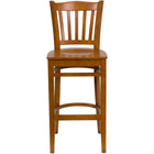 Flash Furniture HERCULES Series Vertical Slat Back Cherry Wood Restaurant Barstool-Wood Dining Bar Stool