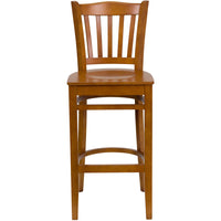 Flash Furniture HERCULES Series Vertical Slat Back Cherry Wood Restaurant Barstool-Wood Dining Bar Stool