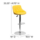 Flash Furniture Contemporary Yellow Vinyl Bucket Seat Adjustable Height Barstool with Diamond Pattern Back & Chrome Base-Height Adjustable Seat with Gas Lift
