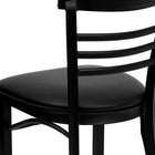 Flash Furniture HERCULES Series Black Three-Slat Ladder Back Metal Restaurant Chair - Black Vinyl Seat-CA117 Fire Retardant Foam