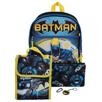 Bioworld 5-Piece Backpack Set - 16" H x 12" W - DC Comics Batman Dark Knight-Officially Licensed: This Batman merchandise is 100% authentic, making it the perfect gift for fans and collectors!