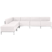 Flash Furniture HERCULES Imagination Melrose LeatherSoft Sectional Configuration - 6 Pieces - White-Contemporary Reception Set