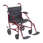 Drive Medical Fly Lite Ultra Lightweight Transport Wheelchair, Burgundy-Burgundy, Aluminum