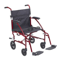 Drive Medical Fly Lite Ultra Lightweight Transport Wheelchair, Burgundy-Burgundy, Aluminum