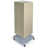 Azar Displays 40" x 14" x 14" 4-Sided Interlocking Pegboard Floor Display with Wheels, Almond (701436-ALM)-Revolves on a square wheeled base