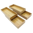 Cathay Importers Bamboo Stackable Rect Organizer 15"W x 6"D x 2"H - Natural - 4 Pack-Carbonized bamboo, smooth finish