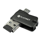 PLATINET 4-in-1 8 GB microSDHC + USB Card Reader + microUSB Card Reader + SD Adapter-USB 2.0