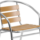 Flash Furniture Commercial Aluminum Indoor-Outdoor Restaurant Stack Chair with Triple Slat Faux Teak Back-Cross Braces provide extra stability
