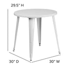 Flash Furniture 30" Round White Metal Indoor-Outdoor Table-White Powder Coat Finish