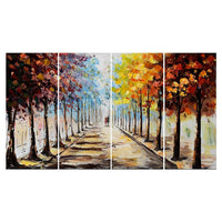 Designart Landscape Forest Lets Go For A Stroll 4-Panel Canvas Art Print, (PT3501-271)-Print