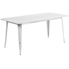Flash Furniture 31.5" x 63" Rectangular White Metal Indoor-Outdoor Table-Metal Cafe Table