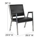Flash Furniture HERCULES Series Black Antimicrobial Vinyl Bariatric Medical Reception Arm Chair-Silver Vein Powder Coated Frame Finish with Plastic Floor Glides