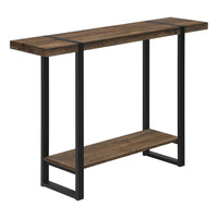 Monarch Specialties 2851 Accent Table - 48"L/Brown Reclaimed Wood-Look/Black-Industrial-farmhouse style rectangular console table with a fixed shelf for additional storage