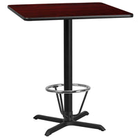 Flash Furniture Laminate 36" Square X-Base Table, Mahogany (XUMA3636T30B3F)-Bar Height Hospitality Table