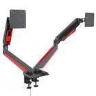 ShoppingAll Adjustable Dual Pneumatic Gaming Monitor Mount with Red Backlights for 15-32" Monitors-Hold two 15"-32" monitors with 75mm x75mm or 100mm x 100mm VESA mounting holes, supports weight up to 17.6lb/8kg on each arm