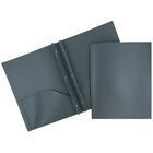 JAM Paper Plastic POP Two Pocket Clasp School Folder with Prong Clip Fasteners, Grey, 96 Pack (313525337D)-13.6 lbs