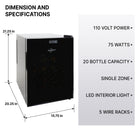 Koolatron 20 Bottle Wine Cooler, 1.7 cu. ft. (48L) Freestanding Thermoelectric Wine Fridge - Black-5 Removable wire racks accommodate different bottle shapes and sizes
