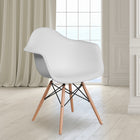 Flash Furniture Alonza Series Plastic Chair with Wooden Legs - White-Protective Plastic Floor Glides