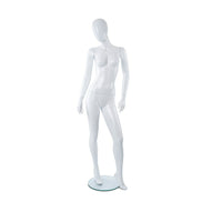 Can-Bramar Adult Female Abstract Mannequin - Glass Base - Glossy White (RPFA-6)-Straight Arms for Easy Dressing