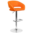 Flash Furniture Contemporary Orange Vinyl Adjustable Height Barstool with Rounded Mid-Back & Chrome Base-Rounded Mid-Back Design