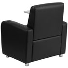 Flash Furniture Black Leather Guest Chair with Tablet Arm, Chrome Legs & Cup Holder-Light Grey Tablet Finish