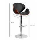 Nicer Furniture Faux Leather Bentwood Adjustable Bar Stool - Black Leather-Modern look