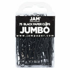JAM Paper Colored Jumbo 2" Paper Clips - Black - 2 Packs of 75-Color: Black