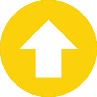 Mark Maker Floor Decal 12" Diameter Circle - White Arrow On Yellow Background-Floor Decal