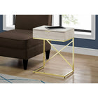 Monarch Specialties 3473 Accent Table - 24"H/Beige Marble/Gold Metal-One large storage drawer on glides with a subtle gold metal pull at the top