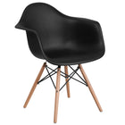 Flash Furniture Alonza Series Black Plastic Chair with Wooden Legs-Black Plastic Finish