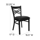 Flash Furniture HERCULES Series Black "X" Back Metal Restaurant Chair - Black Vinyl Seat-Curved Support Bars