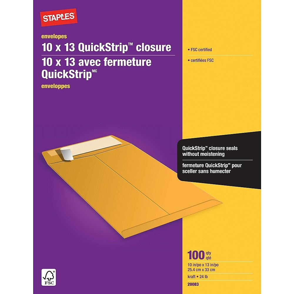 aruco15冊 Staples Kraft Catalogue Envelopes with QuickStrip Closure - 10