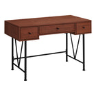 Monarch Specialties 7671 48" Computer Desk - Cherry/Black Metal-Thick paneled computer desk finished in a warm cherry wood-look, with attractive black metal legs