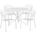 35.25'' Round White Indoor-Outdoor Steel Patio Table Set with 4 Round Back Chairs [CO-35RD-03CHR4-WH-GG]-White Powder Coat Finish