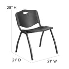 Flash Furniture HERCULES Series 880 lb. Capacity Black Plastic Stack Chair-25x1.2mm Metal Gauge